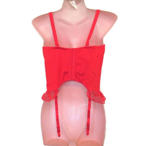 red vintage corset bra size 36c garters lingerie new - Picture 4 of 4